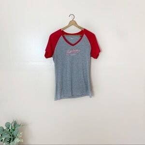[Under Armour] Gray & Red V-neck Marines Graphic Short Sleeve Top